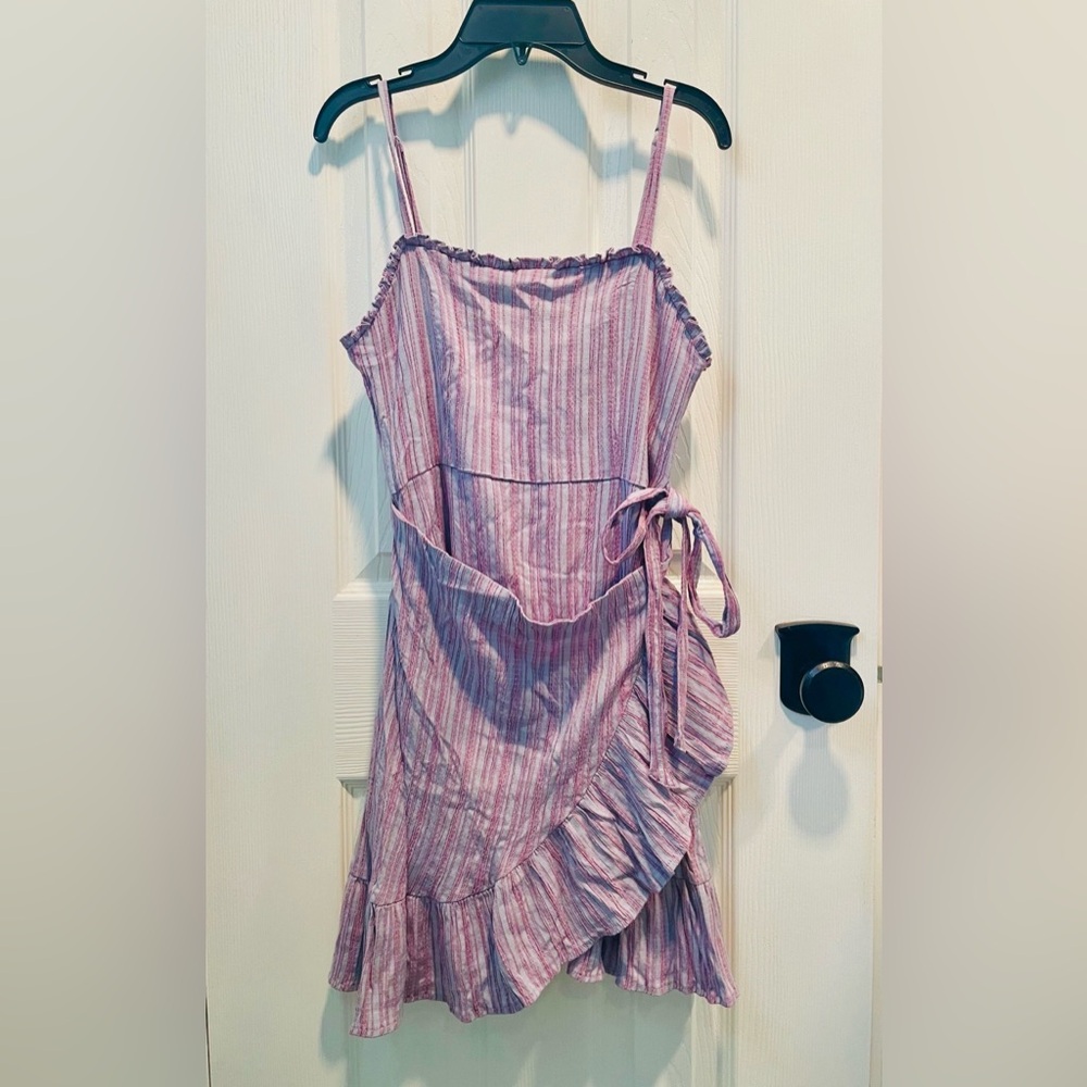 Cute Forever21 Striped Lavender-Pink Wrap Sundress